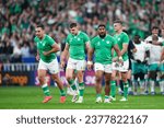 Small photo of James Lowe Bundellu Bundee Aki Garry Ringrose and Jonathan Johnny Sexton during the World Cup RWC rugby match South Africa (Springboks) VS Ireland on September 23, 2023 at Stade de France in Paris.