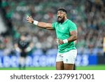 Small photo of Bundellu Bundee Aki during the Rugby union World Cup XV RWC match between Ireland and New Zealand All Blacks at Stade de France in Saint-Denis near Paris on October 14, 2023.