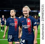 Small photo of Ramona Bachmann and Jackie Groenen during the Women's Champions League football (soccer) match Paris Saint-Germain (PSG) VS Manchester United in Paris, France on October 18, 2023.