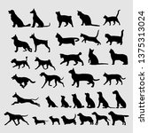 black silhouettes of dog and... | Shutterstock .eps vector #1375313024