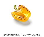 Tasty grilled pepper on white background