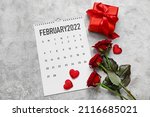 Calendar With Roses  Hearts And ...
