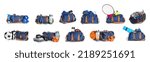 Set of sports bags isolated on...