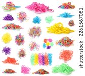 Collage of colorful rubber...