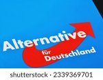 Small photo of Burgdorf, Lower Saxony, Germany - June 30, 2023: Program of the German political party AfD - AfD is a far-right political party in Germany