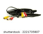 RCA cable connector, RCA connector on white Background, Red white Yellow connector Jack, Signal cable jack, Audio and Video cable on white background.