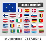 flags of european union and... | Shutterstock .eps vector #765725341