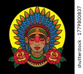 indian apache girl vector ... | Shutterstock .eps vector #1779800837