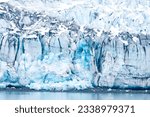 Close up of the blue ice of the Lamplugh Glacier terminus in Glacier Bay National Park, Alaska