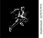 white icon of runner silhouette ...