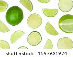 fresh organic lime fruits and... | Shutterstock . vector #1597631974