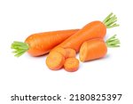 Carrots and carrot cut sliced isolated on white background.