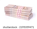 Stack of five hundred thousand thai baht banknote money isolated on white background with clipping path.