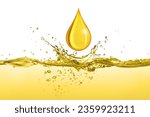 Small photo of Cooking oil splash with oil drop falling isolated on white background.