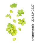 Green grape falling isolated on ...