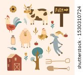 farm set with animals  pets ... | Shutterstock .eps vector #1530310724