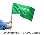 young man holding saudi arabia... | Shutterstock . vector #1439708891