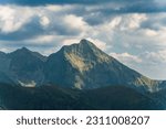 View on famous peak (Krivan or Krywan) in the Tatra Mountains. Popular top in Slovakia. 