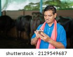Indian milk dairy farmer busy...