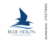 Blue Heron Logo Design Vector