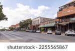 Small photo of San Marcos, Texas, USA - October 14, 2022: The old business district on Hopkins Street