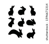 Cute Easter Rabbits Silhouette...