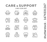 set line icons of care and... | Shutterstock . vector #1674331267
