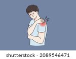 unhealthy man touch shoulder... | Shutterstock .eps vector #2089546471