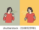 young woman before and after... | Shutterstock .eps vector #2108525981