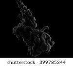 Abstract acrylic black paint swirls in water on black background