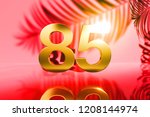 gold isolated number 85 on red... | Shutterstock . vector #1208144974