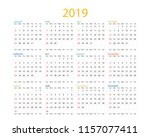 calendar 2019. a simple annual... | Shutterstock .eps vector #1157077411