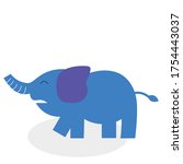 Flat Style Cartoon Elephant...