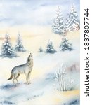 Watercolor Christmas Card With  ...
