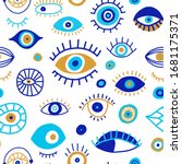 seamless pattern with doodle... | Shutterstock .eps vector #1681175371