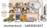 work at home  vector cute... | Shutterstock .eps vector #1683081847