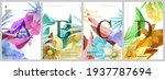 flower cards. a set of vector... | Shutterstock .eps vector #1937787694