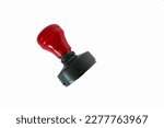 Stamp, modern Stamp, Red Handle Rubber Stamp Top View Isolated on White Background.