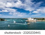 Cityscape  and yachts in the sea in Australia