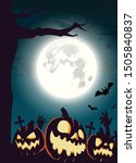 halloween pumpkins and dark... | Shutterstock .eps vector #1505840837