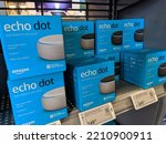 Small photo of Honolulu - September 21, 2019: Echo Dot Smart speaker with Alexa for sell inside Best Buy store. Echo Dot is designed around Amazon's virtual assistant Alexa.