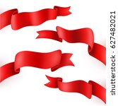 red ribbons sets isolated ... | Shutterstock .eps vector #627482021