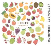 doodle set of cute fruits ... | Shutterstock .eps vector #1937041387