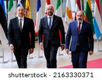 Small photo of European Council President Charles MICHEL receives the President of Azerbaijan Ilham ALIYEV and the Prime Minister of Armenia Nikol PASHINYAN in Brussels, Belgium on May 22, 2022.