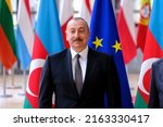 Small photo of European Council President Charles MICHEL receives the President of Azerbaijan Ilham ALIYEV in Brussels, Belgium on May 22, 2022.