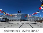 Small photo of The national flags of countries member of the NATO fly outside the organisation headquarters in Brussels, Belgium on April 3, 2023.