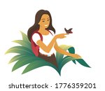 the tourist girl saw an exotic... | Shutterstock .eps vector #1776359201