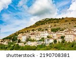 Calascio is a comune and village in the province of L'Aquila, in the Abruzzo region of central Italy. It is located in the Gran Sasso e Monti della Laga National Park. Panoramic view.
