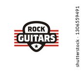 guitar pick emblem badge logo... | Shutterstock .eps vector #1306559491