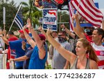 Small photo of Parkland, Florida, USA - July 11, 2020: Back The Blue Event at Parkland, Florida. unwavering support for the brave men and women of law enforcement. Law Enforcement and Trump Supporters.
